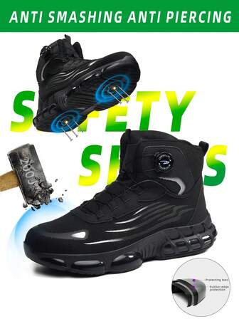 Autumn/Winter High-Top Men's Shoes, Anti-Slip & Wear-Resistant Work Shoes, Steel Toe Anti-Impact & Puncture Proof, High-Top Ankle Support, Fashionable Casual Appearance, Comfortable Soft Breathable Upper
