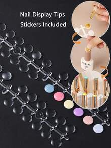 120/240pcs Transparent Nail Polish Color Card Round Display Stickers, Nail Art Color Chart, Adhesive Stickers, Nail Salon Accessories, Fake Nail Display Stickers, Nail Polish Training DIY Practice Tools - Multicolor - View 5