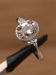 1pc Champagne Color Zirconia Ring, Fashionable Engagement Jewelry - Champagne - View 2