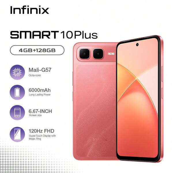 Infinix SMART 10 Plus 4GB+128GB 6.67英寸 120Hz 18W 快速充电 6000mAh 大容量电池
