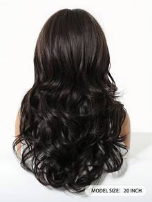 Brown Synthetic Wig With Bangs, Dark Brown Long Wavy Layered Wig, Suitable For Women's Daily Party Cosplay Wig 20 Inch For Everyday, Holiday, Travel Party Role-Play Wear - 棕色 - 查看 6
