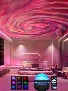 1PC Ocean Waves, Bedroom Water Light, Night Light Projector, Adult Water Light Games Room, School,Back To School,Back To School,Genie Lamp,Home Cinema,Blue Light,Lights,Lights For Bedroom,Night Light, Ceiling, Room Decoration, Valentine's Day Halloween ,Christmas Decoration With 7 Color Pattern And Remote Control, Dimmable Desk Lamp