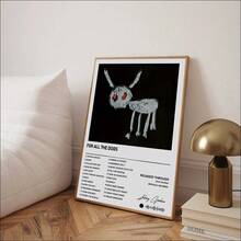 1幅大型无框帆布艺术印刷海报 - 充满活力的现代艺术装饰风格，适用于卧室、客厅、家庭办公室 - Drake 的《For All The Dogs》专辑封面艺术作品，室内/室外墙面悬挂装饰，送给音乐爱好者的完美礼物，Toile Murale - 彩色 - 查看 4