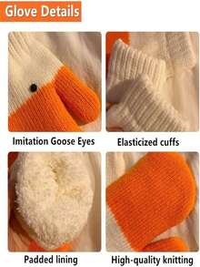 Winter Goose Gloves, Fun And Innovative Animal Gloves With Warm And Soft Lining, Cute Goose Gloves, Gift For Friends - Multicolor - View 4