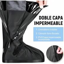 TOPONE Botas para Lluvia, Protector de Zapatos Impermeable para Hombre y Mujer, Cubrebotas con Tira Reflectante y Cremalleras, Calzado de Lluvia Nieve y Funda para Tenis, Rain Boots ReutilizableXL - Negro-XL - Ver 4