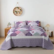 Twin Quilt Bedding Set - Lightweight Bedspreads, 2-Piece Microfiber Reversible Coverlets, Retro Bed Cover, Twin Size All Season Quilts - Grey - Viền tím - Xem 13
