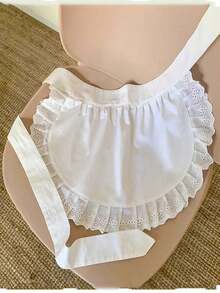 1 Piece Of Japanese-Style Maid Apron With Lace Ruffles, A Cute Kawaii Heart-Shaped Maid Outfit, Perfect For Cosplay Lolita Party Wear, Featuring A Fitted Faux Leather Girdle, And A Super Cute Maid Outfit Set! - Multicolor - View 6