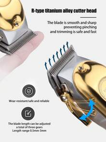 HIENA HIENA3pcs Golden Hair Clipper Set, Cordless Electric Hair Clipper, T9 Carving Scissors, Reciprocating Shaver, Ideal Hair Clipper Tool For Men, Exquisite Gift Box Packaging, Suitable For Festival Gifts