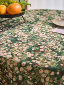 1pc Green Floral Jacquard Tablecloth, American Vintage Farmhouse Style With Tassels, Suitable For Kitchen, Dining Table, Coffee Table, TV Stand, Entryway, Perfect For Daily Use, Holidays, Family Gatherings, Birthday Parties, Weddings, All Seasons - Green - View 7