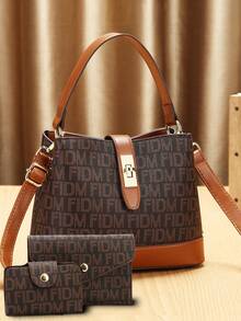 1 Set Women's Small Handbag, Fashion Shoulder Bag, Colorblock Bucket Bag - Multicolor - View 5