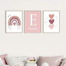 3幅可定制姓名帆布海报，小女孩芭蕾，粉色天鹅，粉色小象睡在月亮上，美丽的女孩卧室装饰，舞蹈艺术，粉色女孩房装饰，客厅卧室墙面装饰，完美礼物，无框生日/毕业礼物 - 彩色 - 查看 18