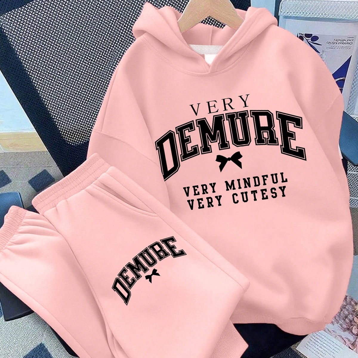 Piezas Conjunto de sudadera con capucha con letras dulces y geniales para niñas, suave y amigable con la piel, para uso diario escolar en todas las e
