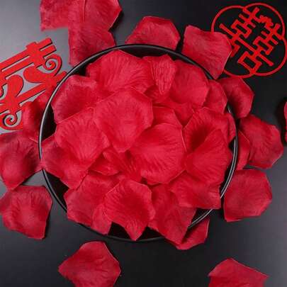 100 pétalos de rosa falsos, decoración de pétalos de rosa para el Día de San Valentín y decoración romántica nocturna