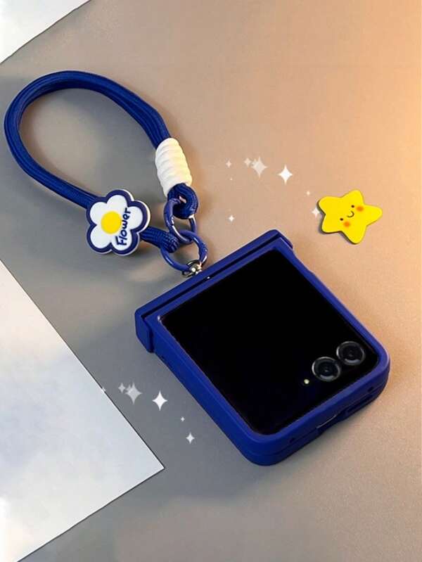 Cute Klein Blue Portable Flower Floral Rope Solid Color Phone Case Compatible With Samsung Galaxy ZFlip7 6 Flip5 Flip6 Z Flip4 3 Hinge Protective Cover