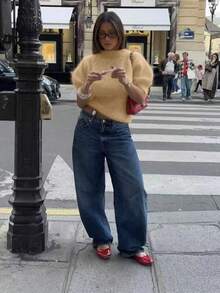 FOR BEAUTY Women's Spring And Autumn New Round Neck Half Sleeve Head Top Women's Commuting Casual Lazy Style Knitted Sweater Loose Daily Versatile Solid Color Sweater New Year