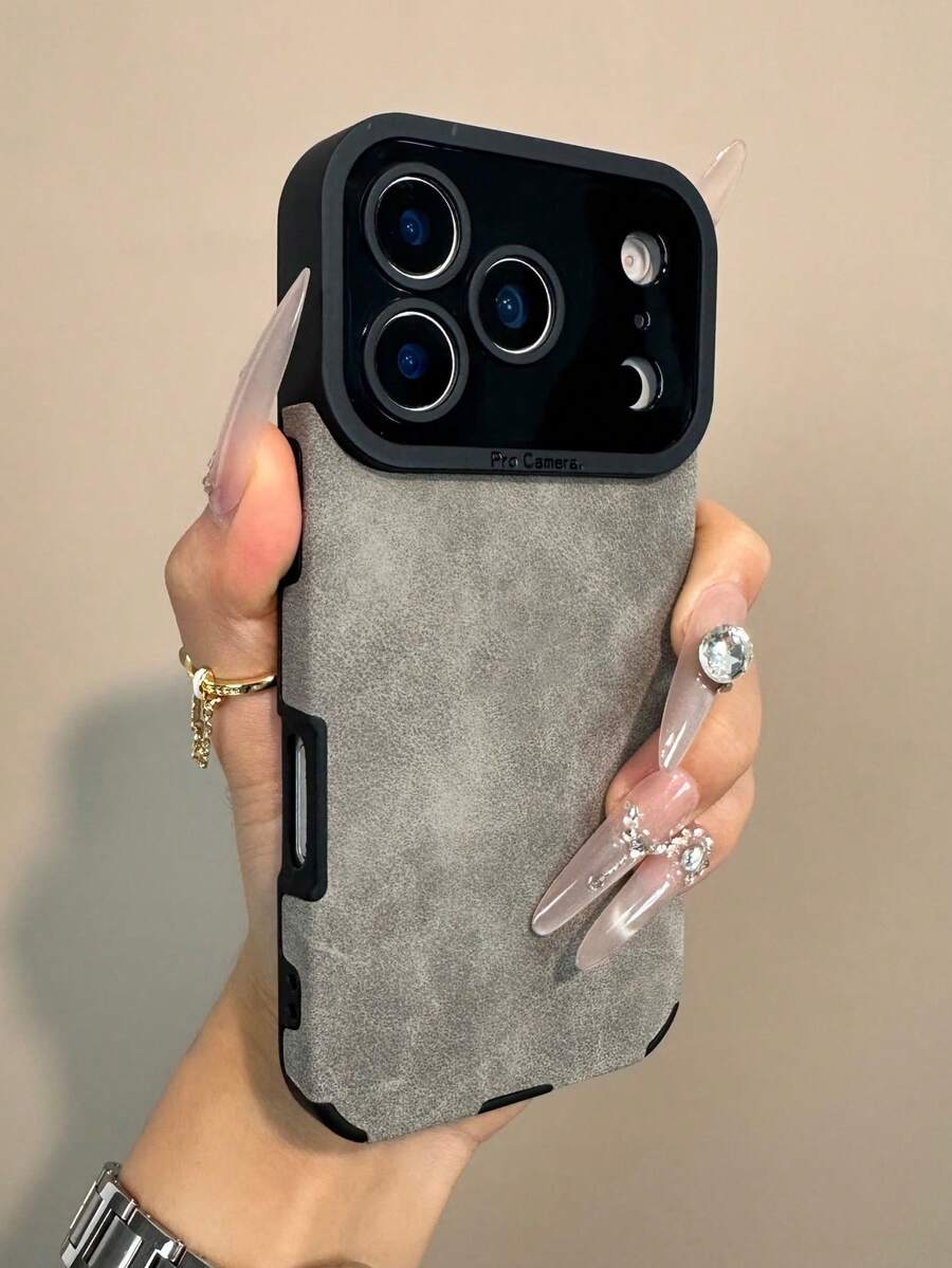 奢华哑光仿皮全包覆式摄像头镜头保护手机壳，兼容 17/16/15/14/13/12/11 Pro Max Plus/17 Air，镜头保护，防震软后盖