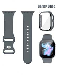 2 in 1 compatibile con cinturini e custodie per Apple Watch da 40mm, 41mm, 42mm, 44mm, 45mm, 46mm e 49mm. Caratteristiche: cinturino in morbido e confortevole silicone sportivo e custodia 2 in 1 in PC rigido resistente agli urti e ai graffi e vetro temperato. Adatto per modelli Ultra/11/10/9/8/7/6/5/4/SE. Design unisex. Vestibilità perfetta e feedback tattile. - Grigio spazio - Visualizzare 1