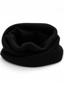 1pc Unisex Solid Color Wool Ribbed Thick Knit Neck Warmer Scarf, Fashionable Versatile Neck Protector For Autumn/Winter - Multicolor - View 15