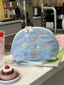1件女孩刺繡插畫收納包，大容量便攜式拉鍊化妝包，適合旅行與度假必需品，可收納衛生棉、鑰匙、手機、充電器、口紅、化妝品、香水、化妝刷，收納盒與收納袋，適用於護膚與美容產品，適合女性、學生、女學生，聖誕禮物與開學禮物 - 彩色 - 查看 12