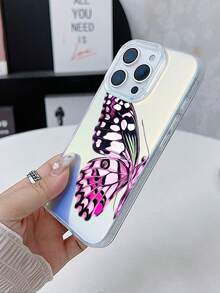 WeiMi 1 件简约粉色蝴蝶图案反光变色防水防震防 TPU 手机壳适用于苹果手机 - 彩色 - 查看 3
