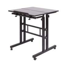 Rolling Standing Desk Height Adjustable, Mobile Stand Up Computer Desk, Sit-Stand Tiltable Top Desk Laptop Stand For Small Spaces - Black - View 2