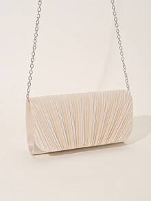 REMANLAND Exquisite And Simple Women's Party Bag, Apricot Striped Pleated Evening Handbag, Suitable For Women's Party, Wedding, Dinner, Banquet Evening Bag, Suitable For Party Girls, Ladies, Suitable For Women To Attend Parties, Weddings, Dances, Dinner/Banquets, Is The Best Gift For Women