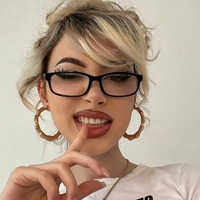 Women's Simple Plastic Frame Square And Rectangular Eyeglasses Transparent Eyewear Accessories Women's Eyewear Accessories Business Casual Women Simple Durable Fashion Decorative Eyeglasses