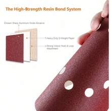 50 pezzi Dischi abrasivi Carta vetrata per levigatrice a parete 225mm Set da 10 fori - Rosso - Visualizzare 6