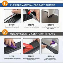 0.9m Self-Adhesive Door Threshold Ramp Trim, Self-Adhesive Sloped Pad, Threshold Transition Strip, Easy To Install, Suitable For Doorways And Home Decor - Multicolor - View 5