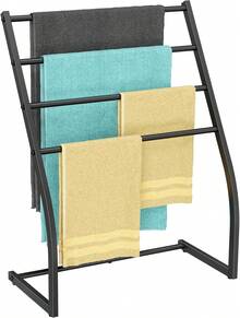 Towel Racks For Bathroom, Free Standing Towel Rack, Pool Towel Racks Outdoor, 4 Tier Wide Metal Towel Bar Stand, Blanket Ladder Holder, Drying And Display Rack For Oversized Bath Towel,23690997 - màu đen - Xem 1