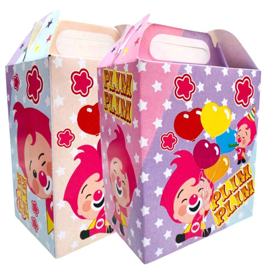 Artículos de Fiesta de Plim y Plim Niña Rosa, Abeja Rosa payasito Platos, Vasos, Dulceros, Palomero, Lona, Mantel, Globos, Pines, Botones, Gorritos, Gorro, Banderín Decoración Pastelero Aguinaldo Bolo Volo Caja Adornos Palomeras Vajilla Desechables - Dulcero - 10pz - Ver 1