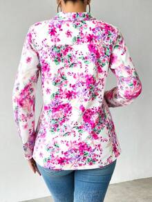 Camisa floreada manga negra ideal para eventos especiales y todas las temporadas. - Rosa - Ver 3