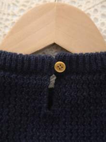 Infant Round Neck Long Sleeve Warm Knit Sweater - Royal Blue - View 7