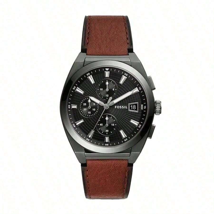 Fossil Reloj de cuarzo cronógrafo para hombre, esfera marrón, correa marrón oscuro, estilo casual de negocios, adecuado para uso diario, un regalo para novios y padres. FS5799