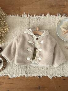 6个月至3岁女婴冬季人造毛皮保暖长袖外套 - 卡其色 - 查看 5