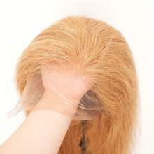 Halloween Honey Blonde Straight Human Hair Wig With 13x6 Transparent Lace Front - Pre-Plucked, 180% Density, Ombre 27  For Women - Natural Look & Versatile Styling, Comfortable Lace Cap For All Light Beige Tones, Human Hair Lace Front Wig, Ready To Wear Human Hair Wigs, Human Hair Wigs For Women Glueless, Wig, Real Human Hair Wigs For Women Halloween Cosplay Remy Hair For Everyday And Special Events - Elegant Hairstyles, Versatile Wigs - 金色 - 查看 5