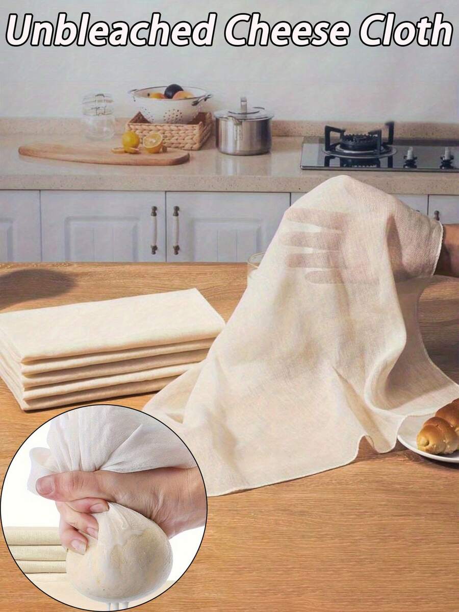 [Unbleached Cheese Cloth] Unbleached Cheese Cloth With Edge Locks, Perfect For Cooking, Baking And Cheese Making, Food- And Durableaking Supplies - Multicolor - View 1