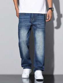 Quần jean denim túi xéo giặt thường ngày cho bé trai tuổi teen - Màu xanh lam - Xem 3