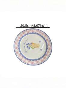 8-Inch Ceramic Plate, Household Tableware, Dish For Food, Cake, Snack, Dessert, Fruit, Salad - Multicolor - View 5
