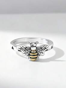 1pc Minimalist Unique 925 Sterling Silver Bee Ring, Exquisite Jewelry Gift For Women - Bee Ring - View 4