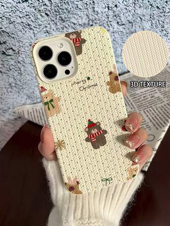 1 Stück Neuer Weihnachts-Cartoon-Polka-Punkt-Teddybär, strukturierte wasserdichte stoßfeste rutschfeste weiche Silikon-Handyhülle für iPhone 17/17 Air/17 Pro/17 Pro Max, 16/16 Plus/16 Pro/16 Pro Max, 15/15 Plus/15 Pro/15 Pro Max, 14/14 Plus/14 Pro/14 Pro Max, 13/13 Pro/13 Pro Max, 12/12 Pro/12 Pro Max, 11/11 Pro/11 Pro Max