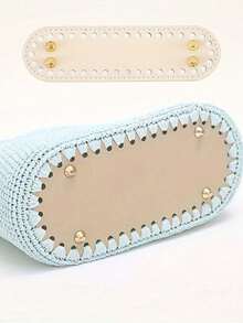 Fondo de bolso de material de cuero de poliuretano, accesorios DIY sin perforación, incluye 1 paquete de fondo y 4 pines de metal para los pies, fondo de bolso tejido a mano, decoración de bolso en forma ovalada, 18 * 5 cm, fácil de conectar, fondo resistente y reforzado, adecuado para hacer bolsos, maletas, carteras (negro, blanco, beige, marrón) - Multicolor - Ver 2