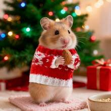 1 件圣诞豚鼠毛衣、雪貂针织服装、小动物冬季保暖服装（圣诞节）