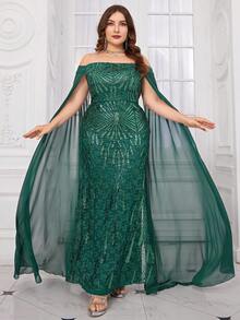 UNITHORSE 【随机剪裁】及地亮片刺绣礼服 - 墨綠色 - 查看 1