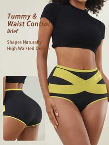 4-Pack Women's High-Waisted Body-Contrast Briefs, Fashionable, Sporty, Comfortable And Breathable