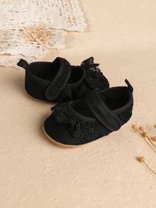 Babyprinzessinnen-Schuhe, rote Feier-Babyschuhe für 0-1 Jährige, 3 Monate, 100 Tage, Krabbelschuhe mit weicher Sohle für Frühling & Herbst