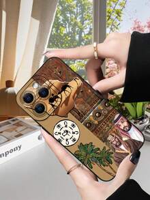 中东 1 件时尚中东沙漠风格 2D 印花手机壳，TPU 材质防摔、防水，兼容 17/16/15/14 Plus/13/12/11/Pro Max/Pro/Plus 和 Galaxy 系列，是送给自己、家人、朋友和同事的理想礼物 - 黑色 - 查看 2