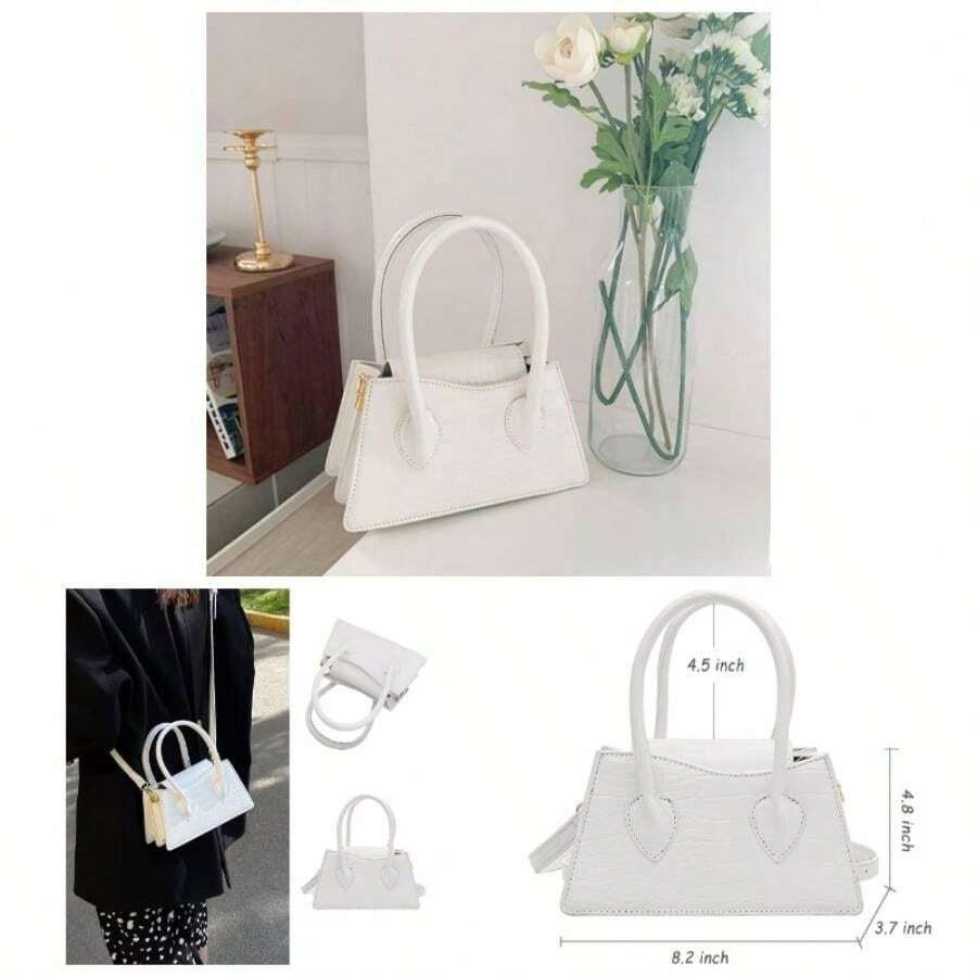 Cute Small Crossbody Purses Women  Tiny Purse Top Handle Bag Satchels Handbag - trắng - Xem 1