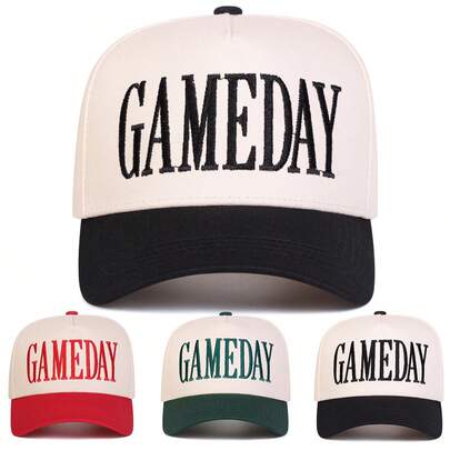 1Piece Men Letter Embroidered Two Tone Five-Panel Baseball Cap Outdoor Adjustable Sunscreen Leisure Hat Spring Autumn Travel Tourism Beach Vacation
