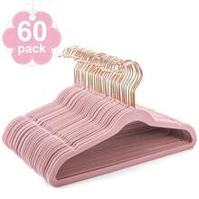 Blauesmeer 60 Pack Velvet Hangers, Premium Kids Hangers For Closet, Ultra-Thin, Cute, Non-Slip, Small Felt Hanger, 14 Inch, For Children's Clothes, Blush Pink - Màu Hồng baby - Xem 1